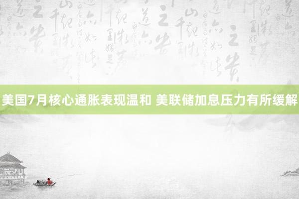 美国7月核心通胀表现温和 美联储加息压力有所缓解