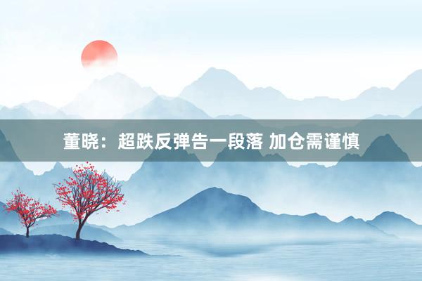 董晓：超跌反弹告一段落 加仓需谨慎