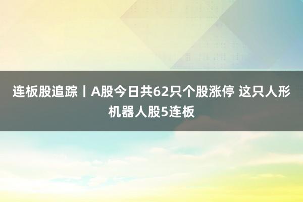 连板股追踪丨A股今日共62只个股涨停 这只人形机器人股5连板