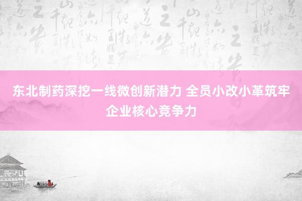 东北制药深挖一线微创新潜力 全员小改小革筑牢企业核心竞争力