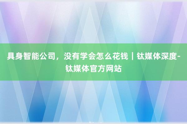 具身智能公司，没有学会怎么花钱｜钛媒体深度-钛媒体官方网站