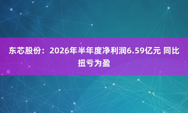 东芯股份：2026年半年度净利润6.59亿元 同比扭亏为盈