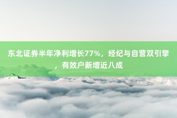 东北证券半年净利增长77%，经纪与自营双引擎，有效户新增近八成