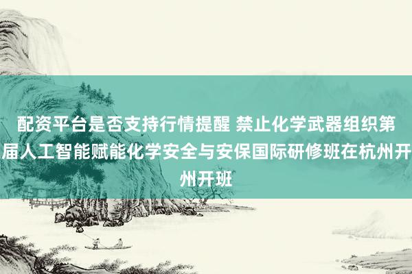 配资平台是否支持行情提醒 禁止化学武器组织第二届人工智能赋能化学安全与安保国际研修班在杭州开班