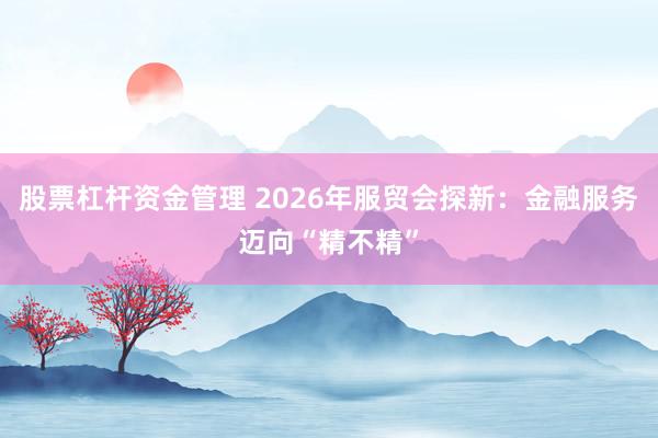 股票杠杆资金管理 2026年服贸会探新：金融服务迈向“精不精”