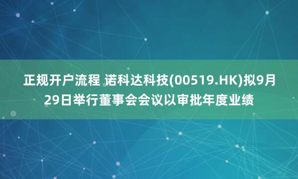 正规开户流程 诺科达科技(00519.HK)拟9月29日举行董事会会议以审批年度业绩