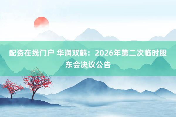 配资在线门户 华润双鹤：2026年第二次临时股东会决议公告