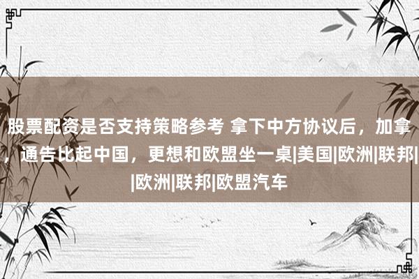 股票配资是否支持策略参考 拿下中方协议后，加拿大不装了，通告比起中国，更想和欧盟坐一桌|美国|欧洲|联邦|欧盟汽车
