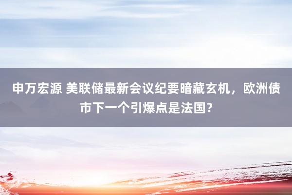 申万宏源 美联储最新会议纪要暗藏玄机，欧洲债市下一个引爆点是法国？